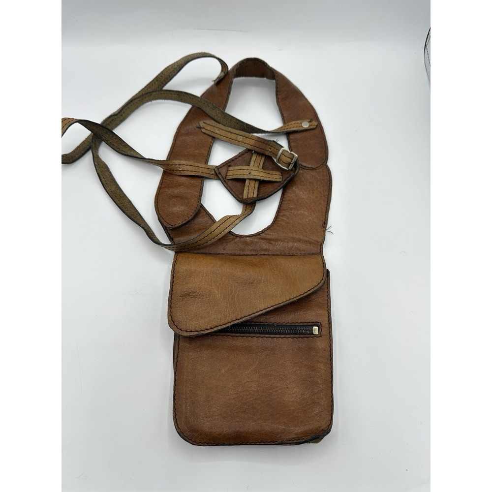 Vintage Leatherman Leather Neck Pouch Crossbody Bag Costa Rica Brown Small